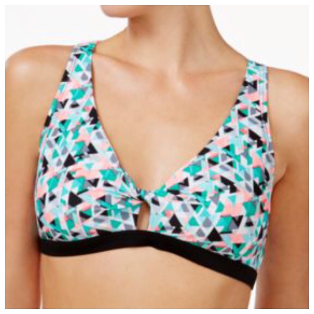 Go Gossip Geometric Print Racer back Bikini Top